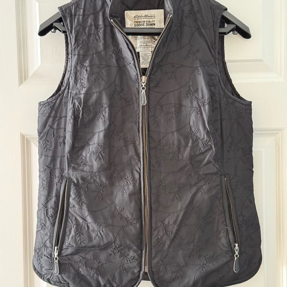 Eddie Bauer Black Quilted Goose Down Vest